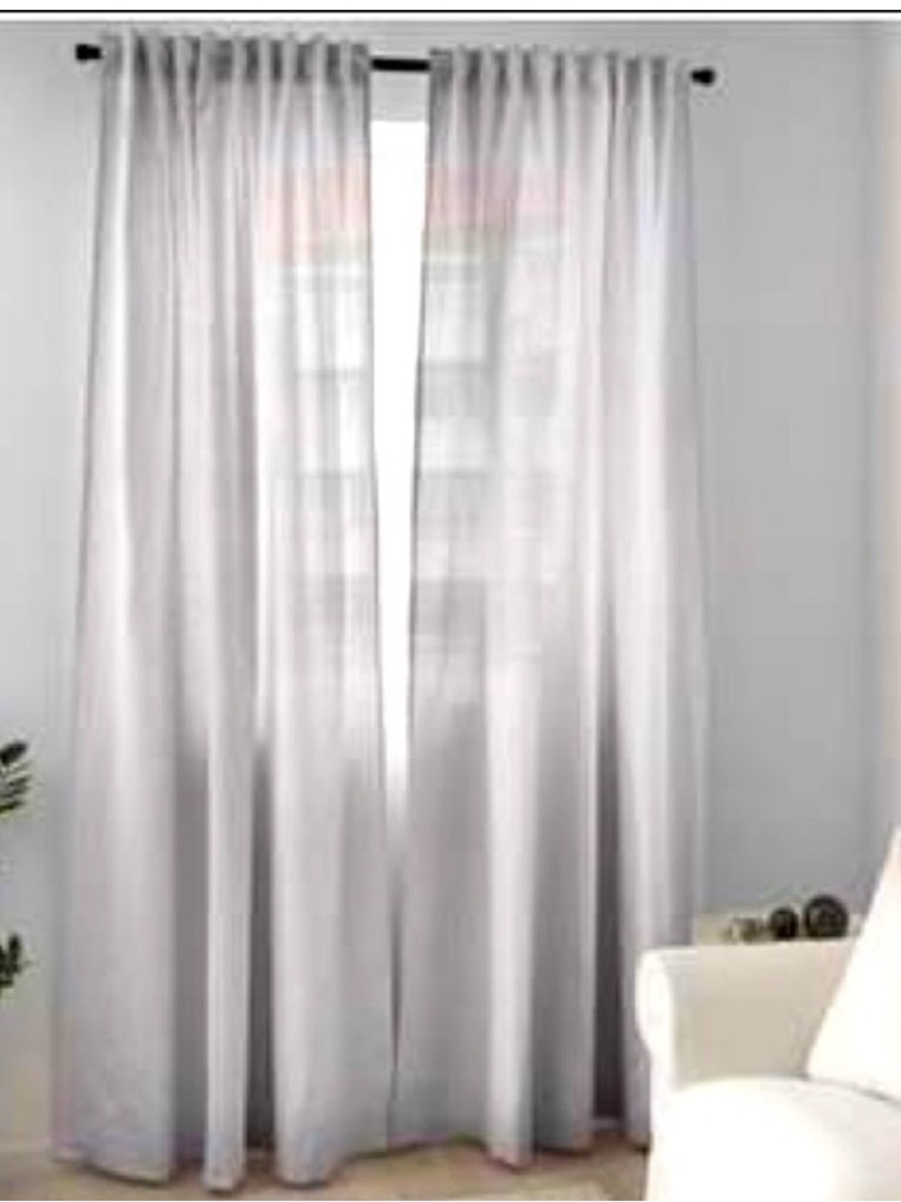 IKEA SARITA Pair of Curtains Sheer Silver Gray Curtains 2 Panels 57 x 118" NEW